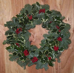 18Z - ZODIAC - Noble Fir and Holly Wreath  (**Contact us to custom order**)